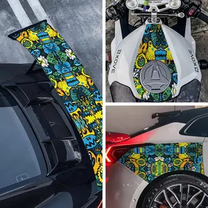 Cartoon Pattern Car Sticker, 1 Roll Waterproof Vinyl Wrapping Film, Auto Body Hood Rearview Mirror Motorcycle Bike Sticker Decoration, Car Decals, Side Decals, Vehicle Exterior Decoration