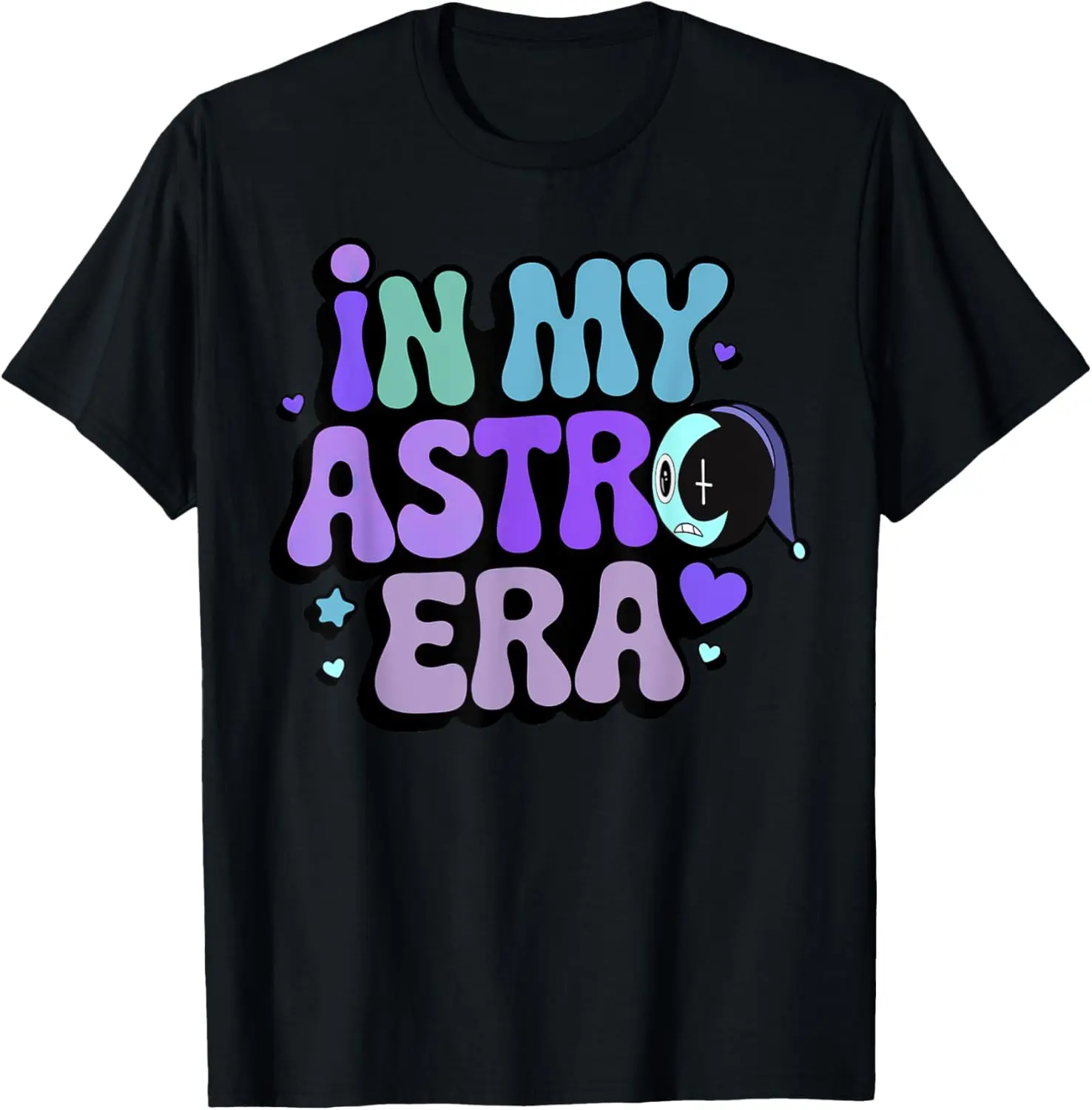 Women's 100% Cotton Crew Neck Short-Sleeve Graphic Tee - Dandy's World Astro Kids "In my Astro era" Slogan, Casual Outdoors Tropical Beach Top, Breathable Cold Wash Garment