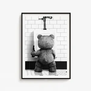 Ted Movie poster, Funny Poster Art, Bathroom Wall Art, Black and White.Suitable for wall art decoration in home living rooms, bedrooms and offices. No Frame Kitchen Print