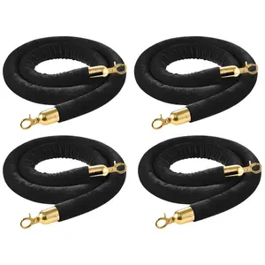 VEVOR 4 Pcs Black Velvet Stanchion Ropes, 5 ft Crowd Control Stanchion Black Velvet Ropes with Gold Hooks, Post Queue Barrier Carpet Rope for Carpet Events Movie Theaters Grand Openings Hotels PartyVEVOR Super Brand Day