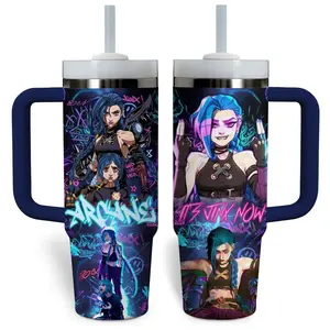 Arcane 40oz Insulated Beverage Mug - Double-Wall Vacuum Stainless Steel, Cartoon Design, Washable Leakproof Straw Lid with Handle, 12H Hot/24H Cold Retention, Valentine Gift Item, Insulation