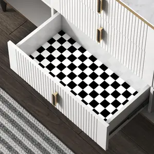 Modern Black and White Mosaic Peel and Stick Wallpaper – 17.7" x 78.8" Checkered Self-Adhesive Contact Paper for Bedroom, Cabinets, Countertops – Removable Vinyl Lattice Design