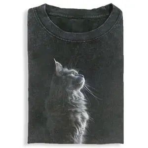 CAT Tshirt, Unisex Vintage Crew Neck Regular Fit Cotton Fabric Casual Comfort Breathable Short Sleeve Funny T-shirts Fashion Men&Women's Top for Streetwear 022801