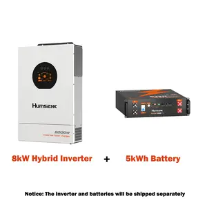 【Bundle】Humsienk Storm-Ready Power System Kit 48V 8kW Hybrid Inverter + 48V 100Ah 8kWh Battery LiFePO4 Lithium Battery with Smart BMS, Bluetooth, Active Balancing & Communication solar system