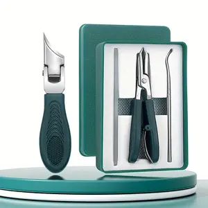 3-Piece Green Eagle Beak Nail Clipper Set – Thick Nail Clipper, Ingrown Toenail Lifter & Nail File | Heavy-Duty Pedicure Kit for Thick & Ingrown Nails, Stainless Steel Grooming Tools for Home or Travel