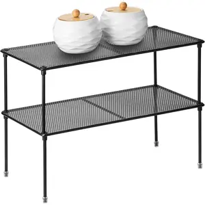 2-Pack Kitchen Cupboard Shelf Organizer for Cabinet, Expandable & Stackable Counter Cupboard Organiser, Storage Rack for Bathroom, Kitchen, Laundry Room