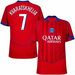 Unisex Soccer/Football PSG Team Désiré Doué 7, 14 Champions League/Ligue 1 2025/26 Home/Away Replica Jersey - Navy/Red