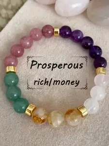 Women's good luck bracelet to attract wealth and treasure crystal bracelet natural stone tiger eye amethyst beaded bracelet cute elegant jewelry gift for mother or friend Dainty crystal bracelet Hand Selected Crystals