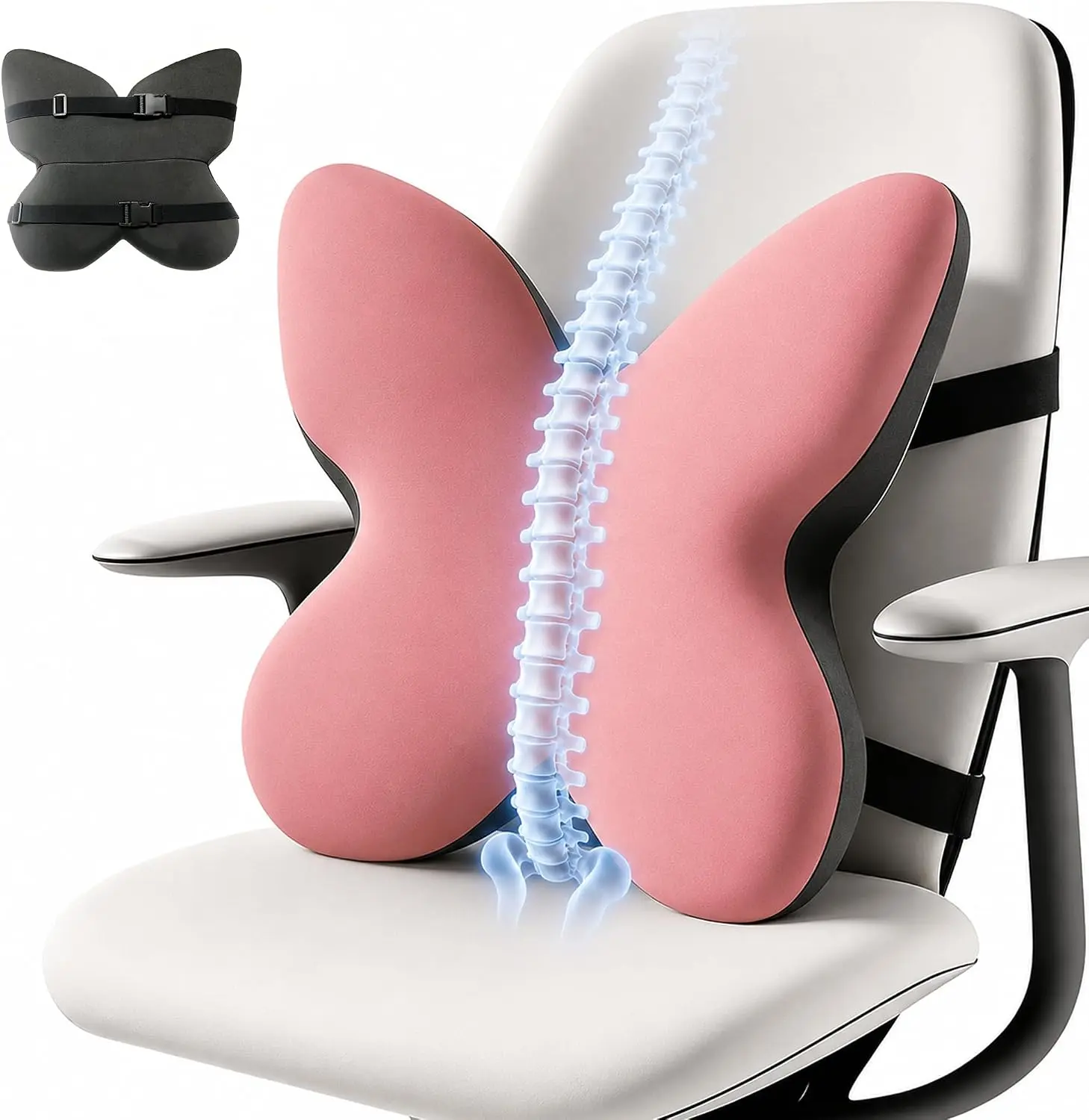 Ergonomic lumbar support cushion, office chair backrest pillow, chair backrest cushion—relieves back pain and reduces stress. Suitable for office chairs, car seats, and home use. The perfect gift for parents.