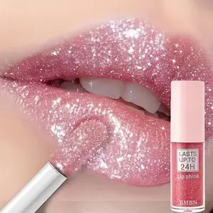 Shimmering lip gloss liquid lipstick, Glittery Lip Gloss, creates 3D sparkling lips, naturally transparent, locks in moisture, hydrating, Moisturizing, refreshing and non-greasy, highlights the lips, making your lip makeup dazzling, Glossy