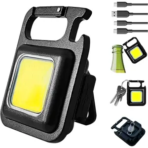 COB Keychain Work Light - Keychains Purse high Lumen, Bottle Opener, Essential Keychain Accessories & Camping Gadgets, Purse & Handbag Light Adjustable Tactical Flashlight