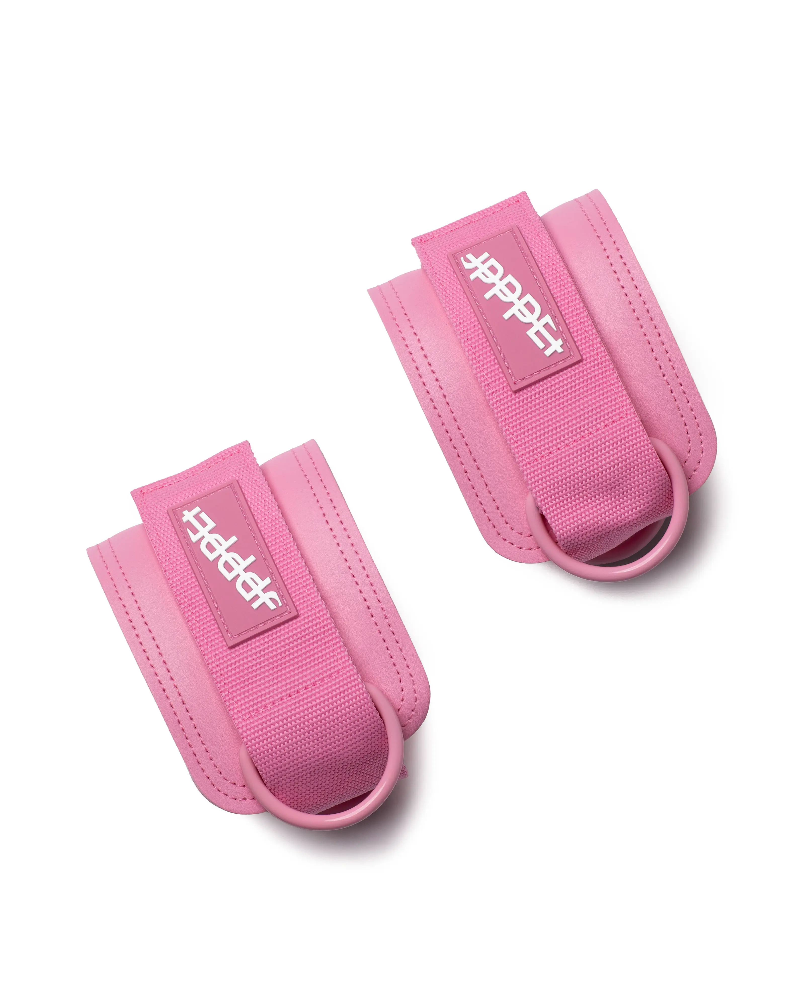 UPPPER Ankle Straps Pink - For Cable Machines, Kickbacks & Glute Workouts, Padded, Hook-and-Loop, D-Rings (Pair)