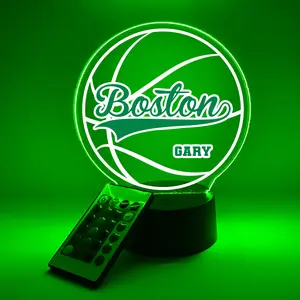 Boston Basketball Team, UV Printed, Personalized, Multi-Color Light Up Acrylic Display, Desk, Den, Man cave, Room, Gift Décor, For Boyfriend, Girlfriend, Him, Her, Kid Friendly, Birthday, Anniversary, Christmas, Wedding, Favorite