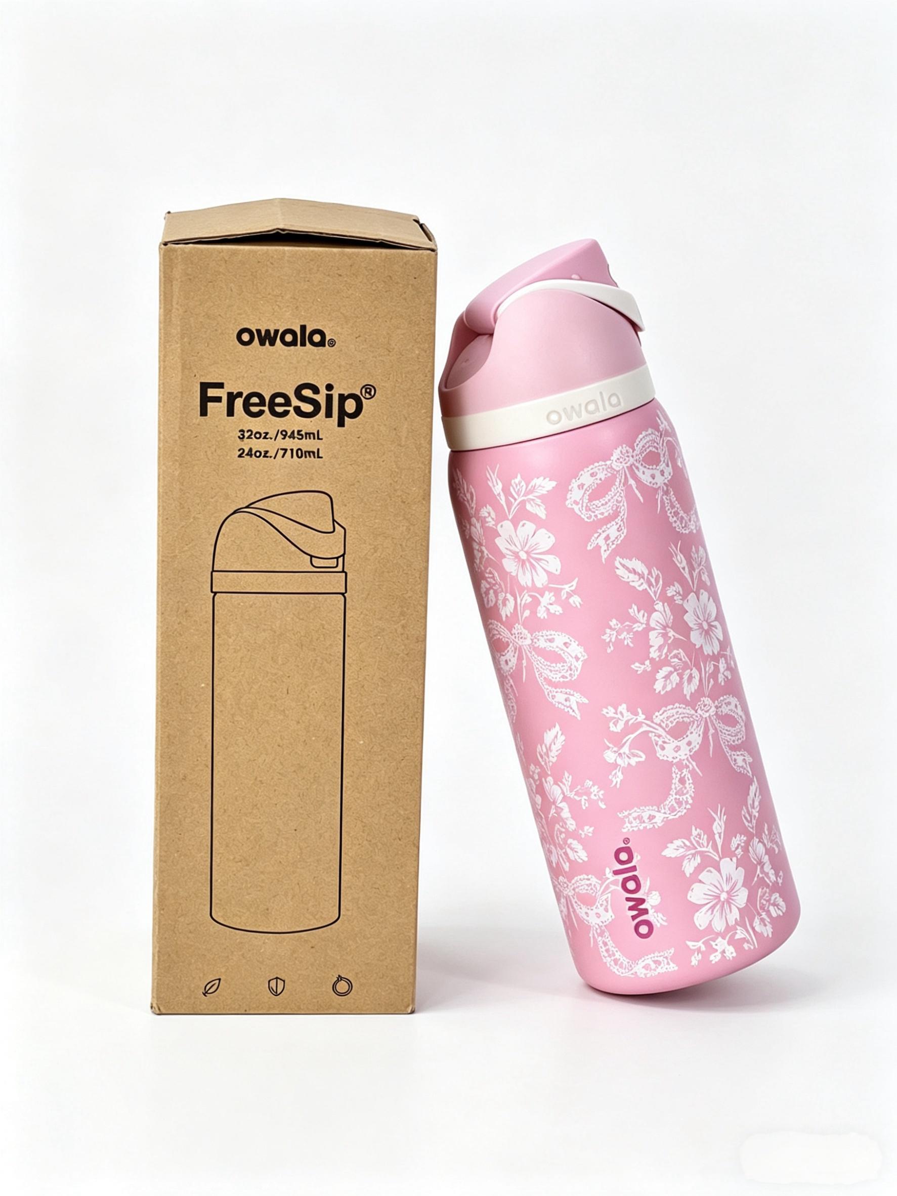 Owala 32oz insulated and cold-resistant stainless steel water bottle with lid and leak-proof straw, outdoor travel, sports, coffee cup, frame style water bottle