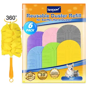 KEEPOW Reusable Duster Refill Compatible with Swiffer Hand Duster 360 Degree Dusters Refills for Cleaning, Ceiling Fan, 6 Pack (Handle is Not Included)
