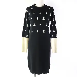 Pre-owned HERMÈS Others Small Leather Goods Hermes Cashmere Knit Dress Black Ivory