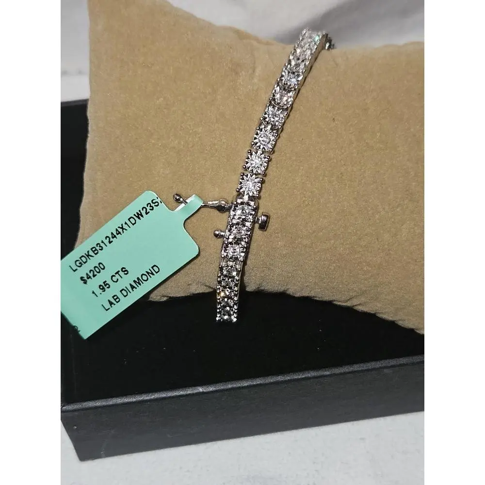 1.95cttw lab grown diamond 7inch s925 silver tennis bracelet