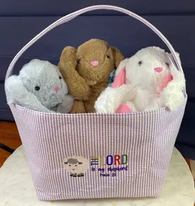 Seersucker personalized Easter Basket