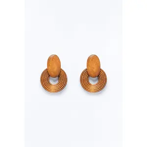 Modern Wanderer Wood Drop Earrings - Brown