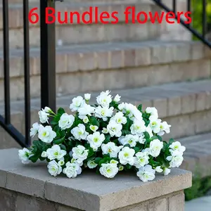 6pcs UV Resistant Artificial Camellia Flowers | Realistic Outdoor Decor for Porch, Patio, Balcony, Garden | Vibrant, Weatherproof, Low Maintenance