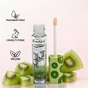 Face Beautiful Brazilian Kiwi Lip Gloss - Tropical Fruit Shine with Lightweight Hydrating, Non-Sticky Wet-Look Finish for Everyday Wear, Fruity Aroma, 4 ml / 0.14 fl oz