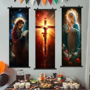 Religious Themed Wall Art, 3 Counts/set Exquisite Wall Decoration, Wall Decor for Home, Living Room, Bedroom Decoration, Hallways, Office Posters, Ornaments, Cross Design