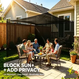 Outdoor Privacy Shade Cloth – UV Resistant Heavy Duty Mesh Screen for Backyard Fence, Patio, Pergola & Balcony, 10x13FT Black