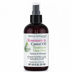 Rosemary & Castor Oil Hair Mist – Hydrating Detangling Spray with Biotin, Keratin & Argan Oil – Strengthens, Repairs & Adds Shine – 8.5 oz