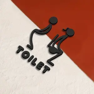 Metal sign for bathroom, 3D sign for restaurant, cafeteria and shopping center, elegant black design Unisex