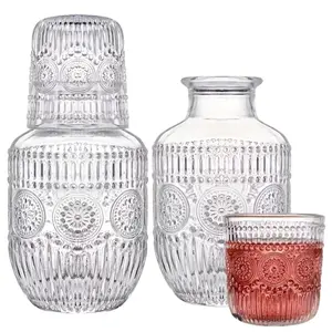 1 Set Retro Style Transparent Glass Cup Set, Food-Grade Material Easy to Clean, Multi-Functional Drink Storage, Home Decor Coffee Table Display, For Rinsing & Gift-Giving, Multi-Scene Practical High-Value