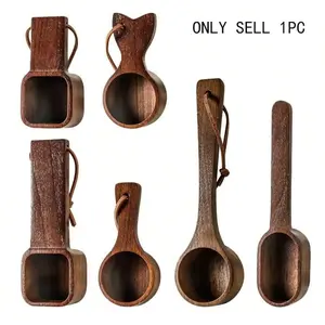 Wooden Coffee Spoon Walnut Long & Short Handle, Measuring Spoon for Coffee Beans, Powder Seasoning, Tea Spoon, Kitchenware, Utensils, 1pc