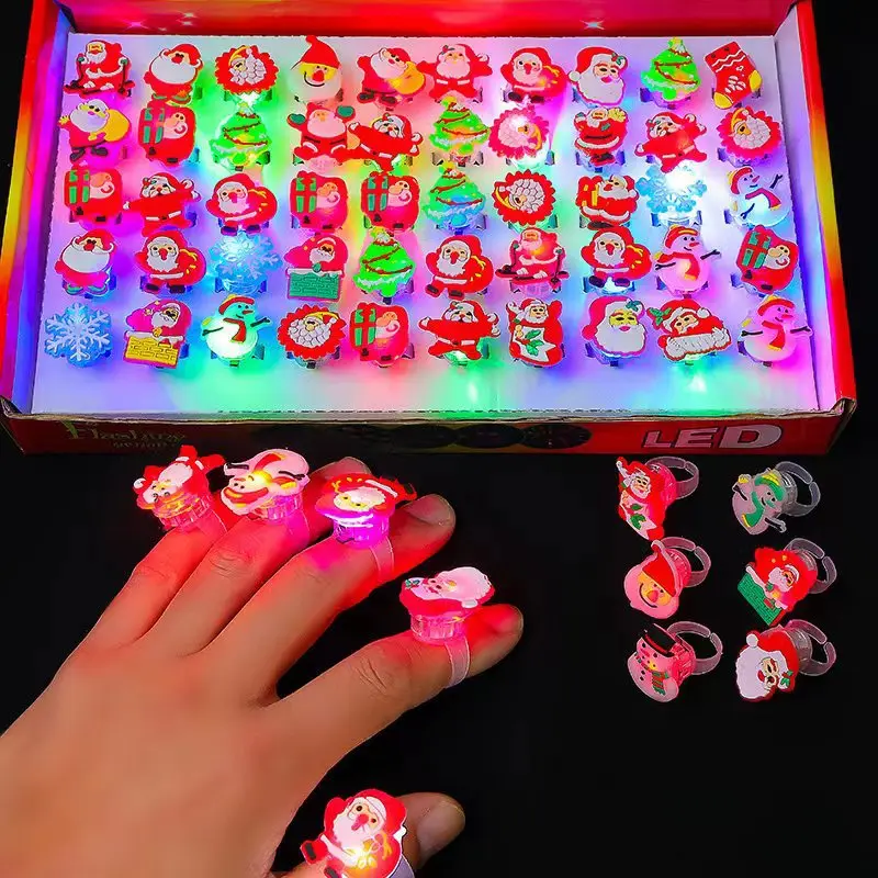 50PCS Halloween Light-Up Rings, Assorted Pumpkin Ghost Skull Spider LED Flashing Finger Rings, Spooky Party Favors for Trick-or-Treat & Goodie Bags
