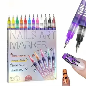 【Buy 2 Get 1 Free】Cutics 12Color NailDoodle Pen for DlY Nail Art Quick Drying AcrylicPainting and 3D Dot Embroidery mma acrylic nail - OnNails Quick Drying Dot Stitching Nail Art Pen for Homeand Salon DlY, Nail Care Cutics Manicure PolishCosmetic