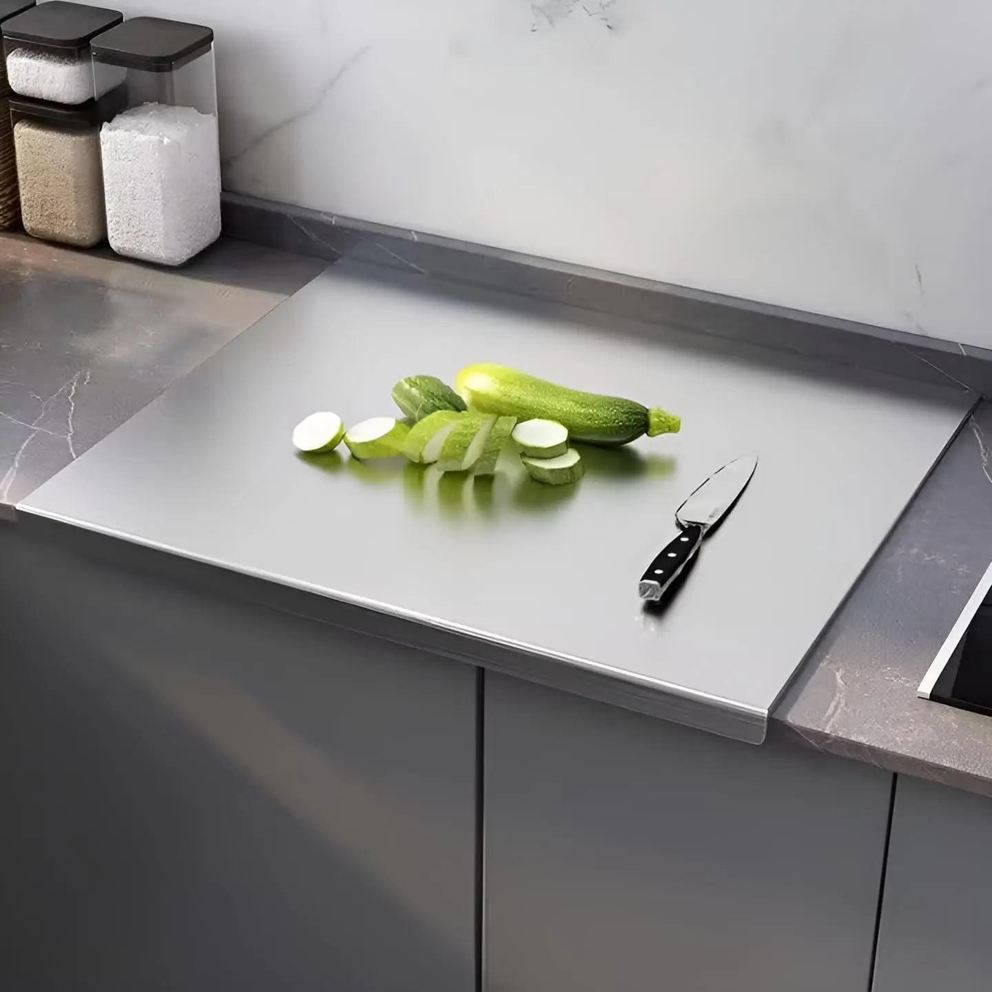 304 Stainless Steel Cutting Board – Stainless Steel Kitchen Chopping Boards Non-Slip, Dishwasher Safe – Ideal for Meat, Vegetables, Fruits, Bread & Baking – Commercial & Home Use (23.6 * 15.7in)