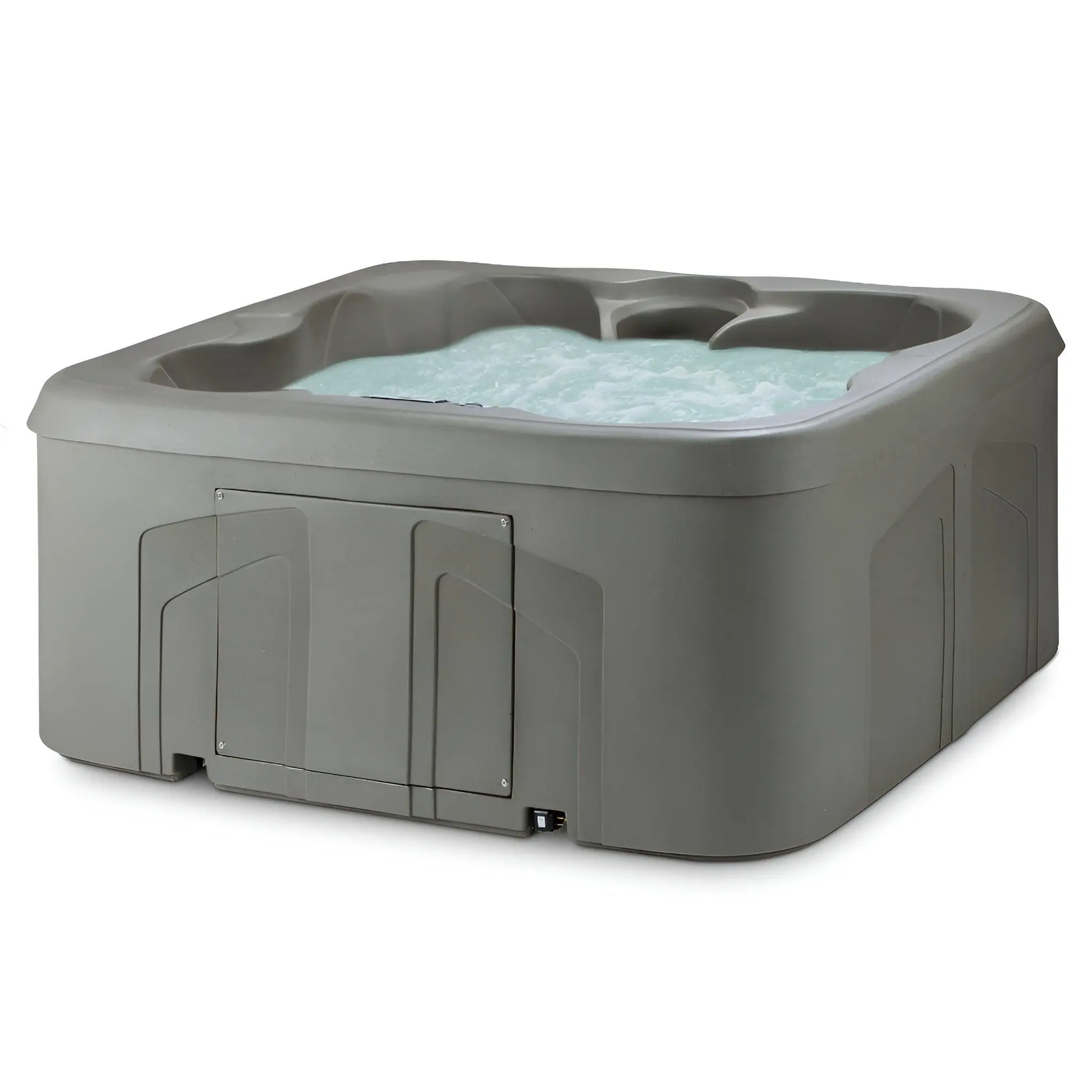 LifeSmart LS100 Taupe 4 Person Plug and Play Square Hot Tub Spa with Black Cover LifeSmart LS100 Taupe 4 Person Plug and Play Square Hot Tub Spa with Black Cover