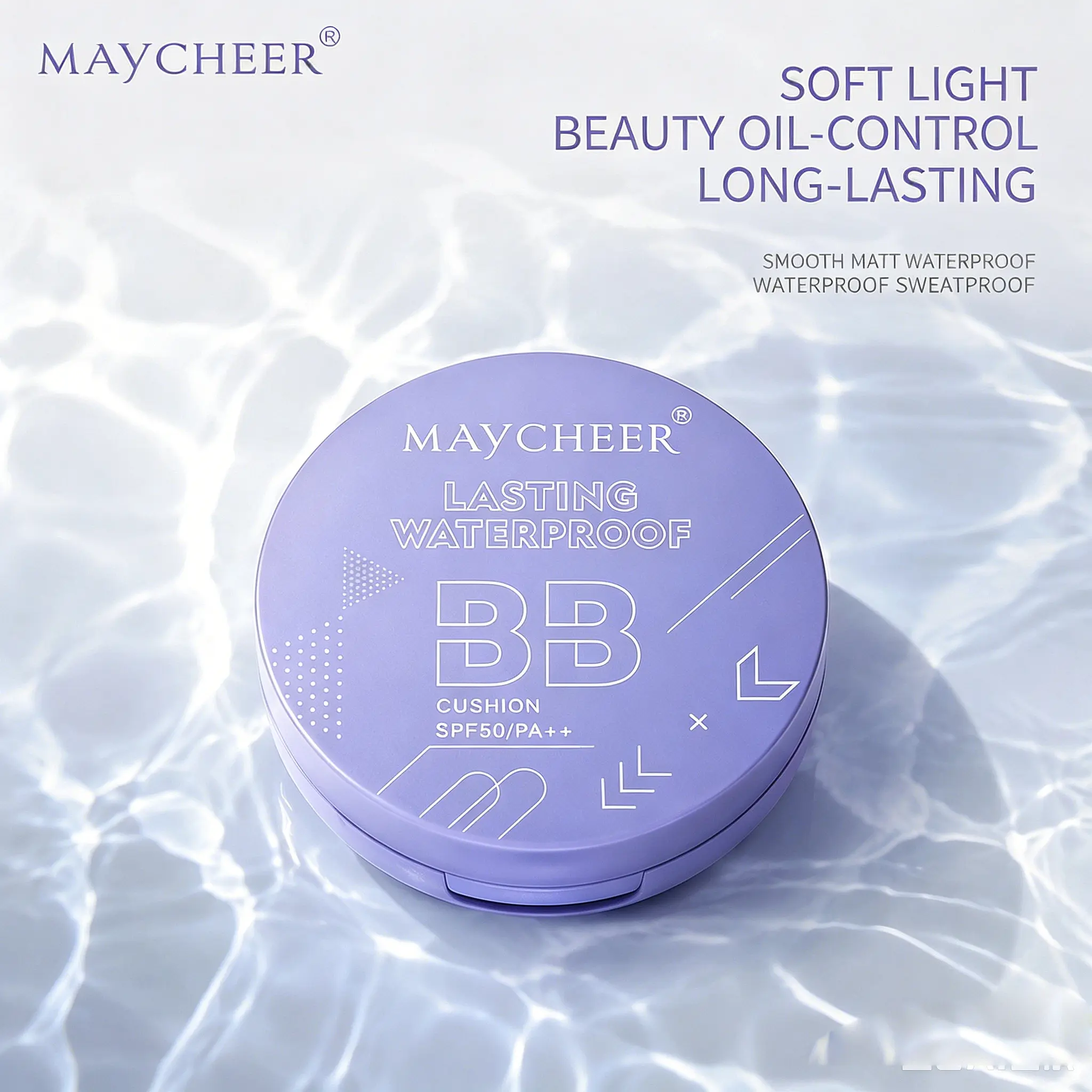 MAYCHEER SPF50+ PA+++ BB Cushion Foundation - Oil-Control, Oil-Free Matte, Full Coverage, Waterproof, 24H Longwear, Hydrating, UV Protection, Evens Out Skin Tone & Texture, Lightweight Daily Cosmetic