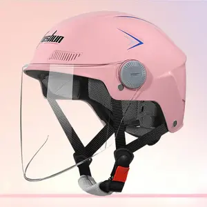 Unisex Sunshade Breathable Half Helmet Summer Safety Headgear for Electric Motorcycle Riding