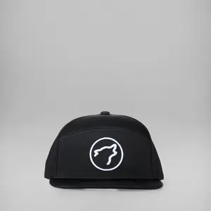 Flat Bill Snapback Hat Alpha Black White Accents
