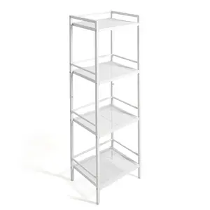 🤍 Small space hero! 3-tier white metal shelf – compact, rust-resistant, fits bathrooms, kitchens & tight corners.