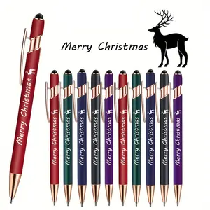 Merry Christmas Stylus Pen Set, 6/12/24pcs Retractable Metal Pens, Ink Office & School Supplies, Teacher Gift for Touch Screens
