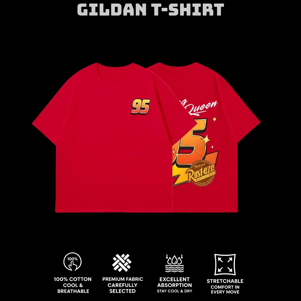 Retro Two Side Cars Gildan T-Shirt, Cars Movie T-Shirt,Mcqueen and Mater Retro Vintage Unisex Oversized Anime Graphic Tee – Trendy Y2K Acid Gildan,Manga Game Movie Lover Gift For Fans Merch