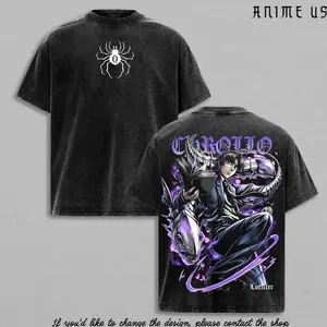 Chrollo Lucilfer Shirt Hunter x Hunter Anime Phantom Troupe Spider Leader Graphic Vintage Washed Oversized T-Shirt F83
