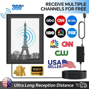 Indoor Digital HDTV Antenna, 12' Coaxial Cable, Superior Reception Range & Signal Reliability, Supports 4K Smart TVs, OTA Broadcast & NextGen TV, Easy Install Antenna with Signal Booster, Picture Frame Design for Local Channels, SummerVibes