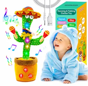Rechargeable Dancing Talking Cactus Toy w/Volume Adjustable, Cactus Baby Toy Repeat What You Say, Baby Toys for Boys Girls, Singing Mimicking Cactus Toy, Birthday or Chirstmas Gifts for Grandkids