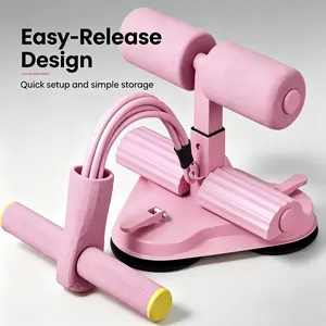 Pink Sit-Up Bar with Resistance Bands – Suction Cup Core Trainer & Portable Home Gym Equipment auxiliary device training ab