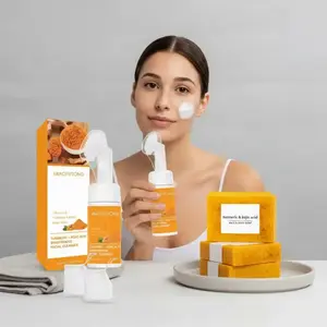 Turmeric Cleansing Mousse & Soap, Kojic Acid Cleanser, 1 Set Facial Cleansing Skincare, Facial Cleansing Cleanser, Comfort for Men & Women