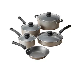 Champagne 9-Piece Non-Stick Cookware Set - High-Quality Kitchenware for Versatile Cooking