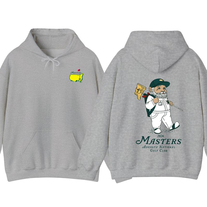 2026 Masters Golf Hoodie, Augusta National Graphic Tee with Golfer Illustration, Two-Sided Unisex Cotton Hoodie, Casual Gift for Golf Fans