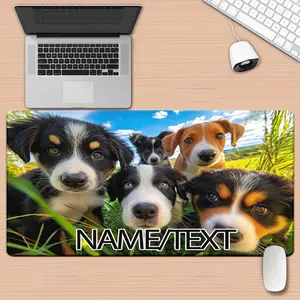 1pc Custom Name Group of Cute Dogs Pattern HD Printed Pad for Desk, Multi Functional XXL Mousepad, Computer PC Gamer Desk Mat. Gifts for Family Friends, Large Gaming Mouse Pad, Computer Accessory, Vibrant Design, Smooth Surface, Computer Accessory, Tech E