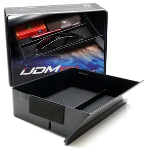 iJDMTOY Exact Fit Under Center Navigation Touch Screen Organizer Compartment Box/Tray w/Inside Mats For Tesla: 2016-2021 Model X and 2017-2021 Model S
